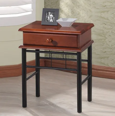 Noptieră Reven HM30 din metal și lemn de arbore de cauciuc, cu 1 sertar 45x43x58Hcm