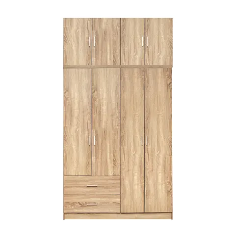 Dulap cu 4 uși, corp superior și 2 sertare, Sonama 120x42x241