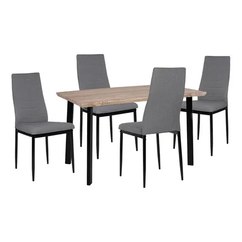 Set de dining 5 piese cu masă cu blat Sonama și 4 scaune gri HM10355 110x70x75,5 cm