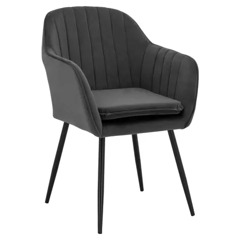 Fotoliu Sawyer din catifea gri, cu picioare negre HM8523.11 53x60x76cm