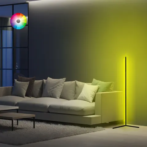 Lampadar negru cu LED RGB și control wireless HM7309 30x30x120 cm.
