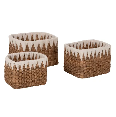 Set de 3 coșuri pătrate HM4296 din fibră de bananier, natur 40x30x25Hcm