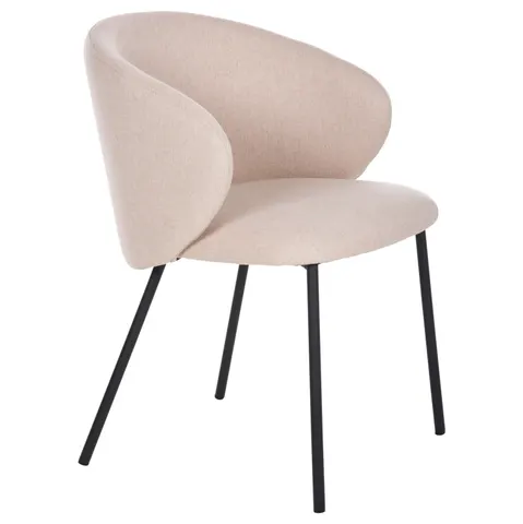 Scaun de dining Isiah HM9615.03 din material textil bej, cu picioare metalice negre 56x56x76Hcm.