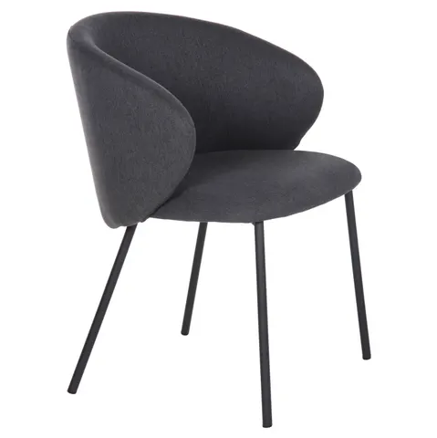 Scaun de dining Isiah HM9615.01 din material textil gri, cu picioare metalice negre 56x56x76Hcm.
