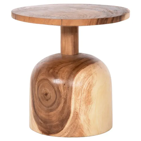 Măsuță auxiliară rotundă PUMBE-s HM9892 din lemn masiv de suar, culoare naturală Ø39,5x40Hcm.