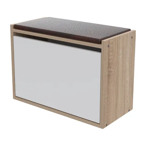 Pantofar cu șezut VIDAL HM18190.01 din melamină, SONAMA-alb, 60x30x45Hcm.