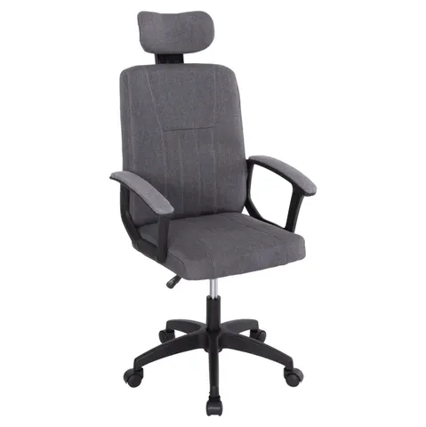 Scaun de birou NIMBLE HM1199.12 din material textil gri, cu cadru și bază negre 59x64x122Hcm.