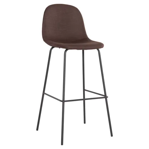 Scaun de bar Vincent HM8579.23 din material textil maro, cadru metalic negru 47x46x104Hcm.