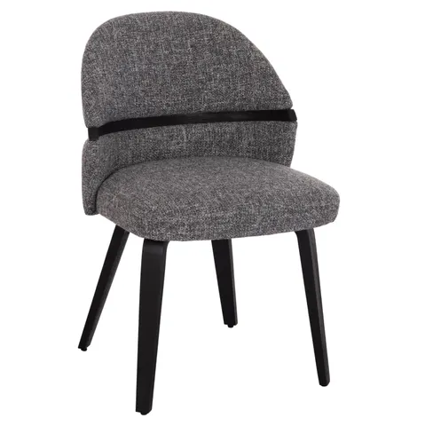 Scaun de dining Dekker HM18249.02 din placaj negru, stofă gri 50x60x80Hcm.