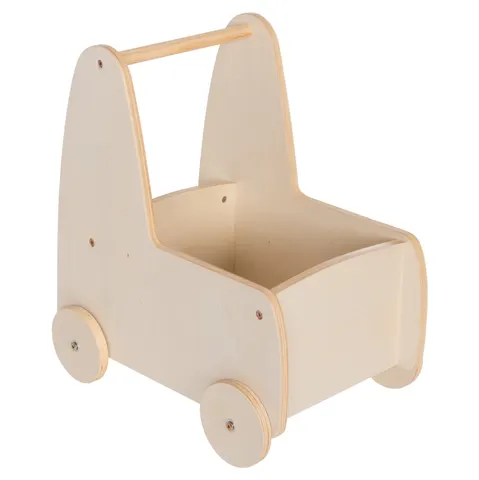 Cărucior de împins pentru copii RICKI HM18341.01 din MDF și placaj, natur 33x45x50Hcm.