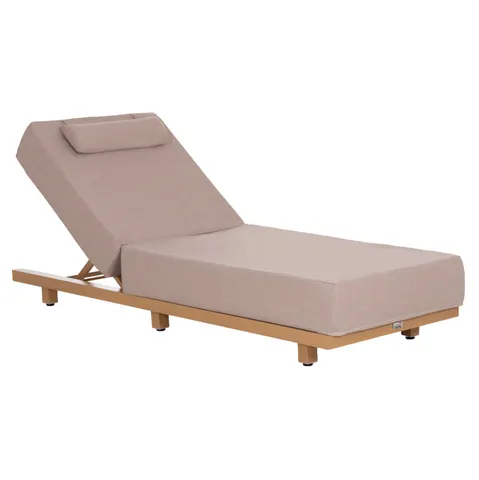 Șezlong profesional JESSIE HM10714.05 din aluminiu cu finisaj prin transfer termic, pernă bej 200x71x79Hcm
