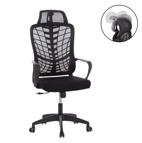 Scaun de birou Elvar HM1219.01 negru, din plasă, cu bază din polipropilenă 63x56x125Hcm.