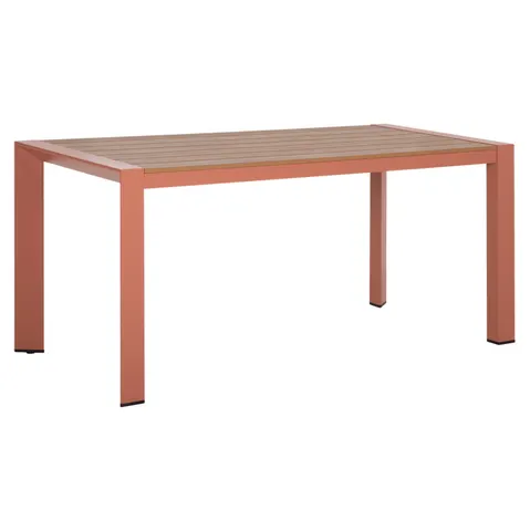 Masă de dining pentru exterior Goya HM6059.08 din aluminiu terracotta și polywood 160X80x75Hcm.