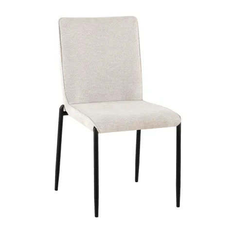 Scaun de dining BRETO HM18468.02 din material textil bej, cu picioare metalice negre 58x46x88Hcm.