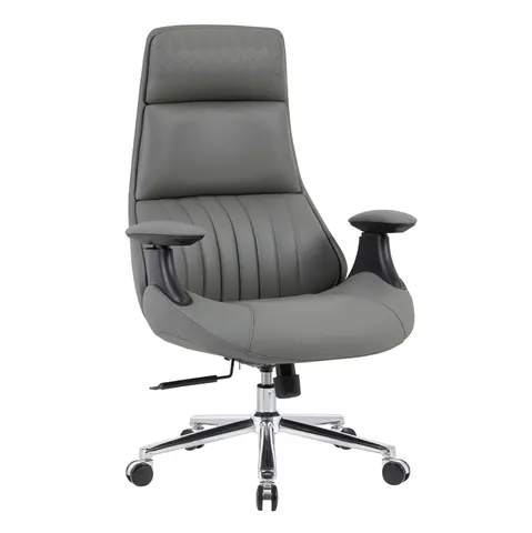 Scaun de birou PULSE HM1234.10 gri din piele ecologică, cu bază cromată 73x70x115-121(H)cm