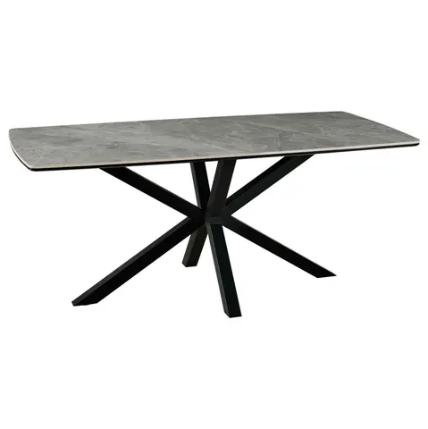 Masă dining ERAGON HM18458.03 cu blat din piatră sinterizată, aspect de marmură gri, 180x90x75Hcm.